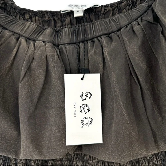 NWT Sea New York Juni Garment Dye Brown Smocked Bodice Off Shoulder Midi Dress - Picture 12 of 15